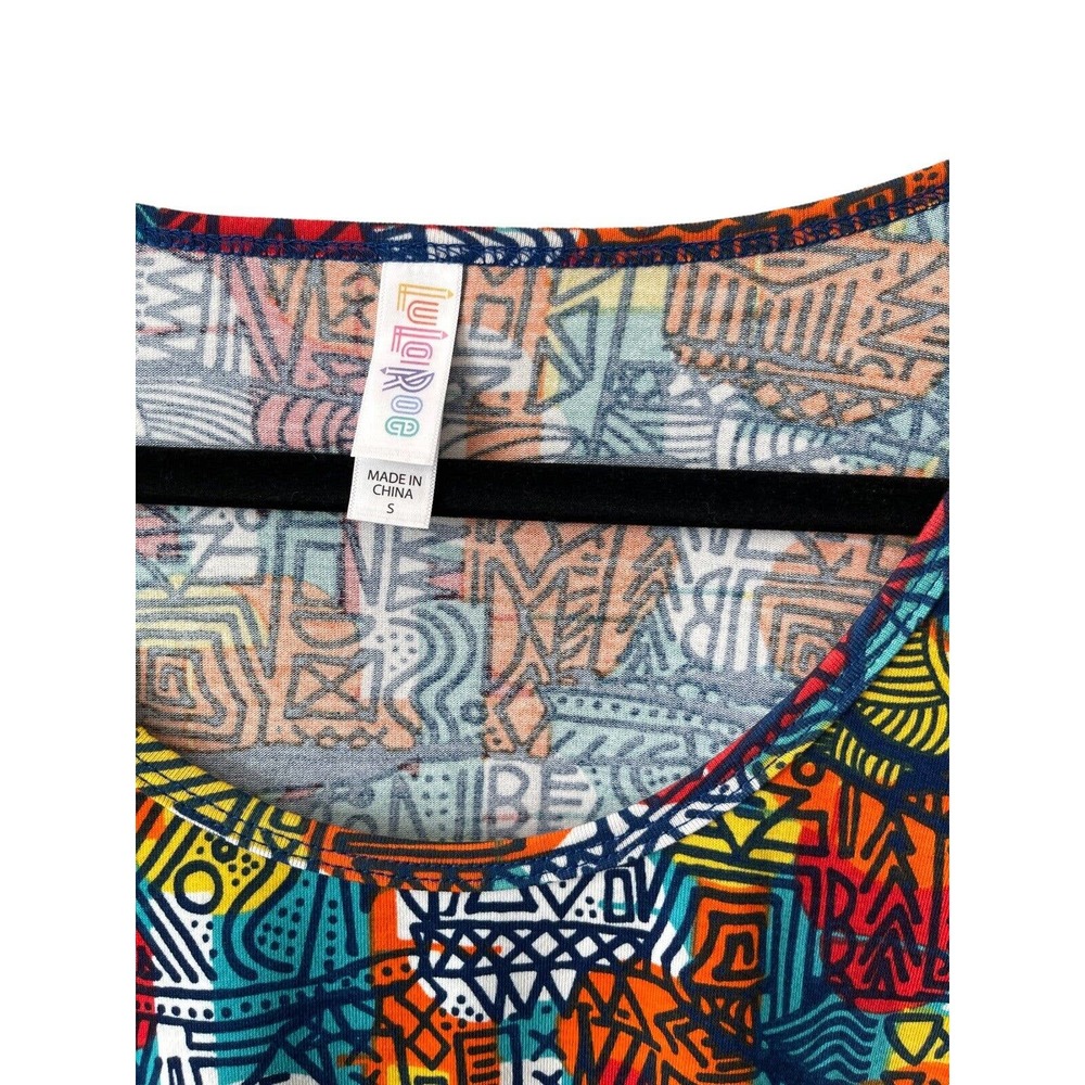 Lularoe Womens Top Sz Small Red Geo-Print Tunic - Picture 3 of 6